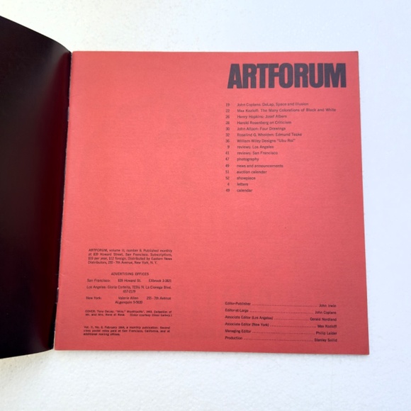 ARTFORUM MAGAZINE FEBRUARY 1964 VOL II #8 VERY GOOD CONDITION - Picture 2 of 2
